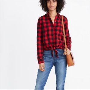 Madewell Flannel Tie-Front Shirt